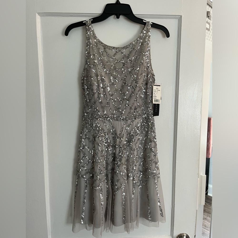 Silver Short Aidan Mattox Dress